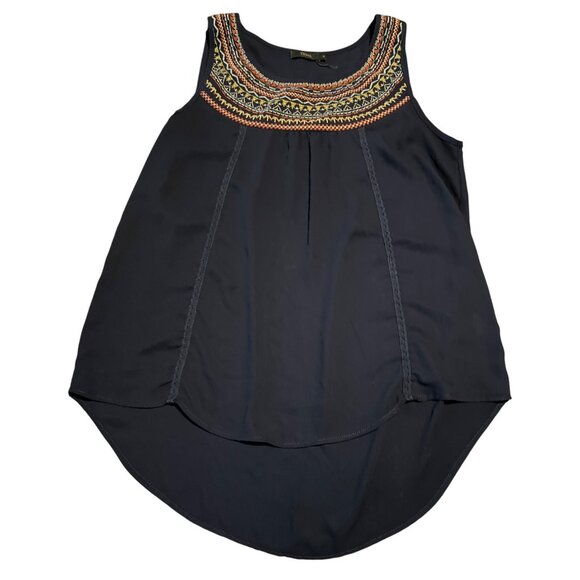 THML Womens Embroidered Navy Sleeveless Blouse Top Size M - Picture 1 of 6